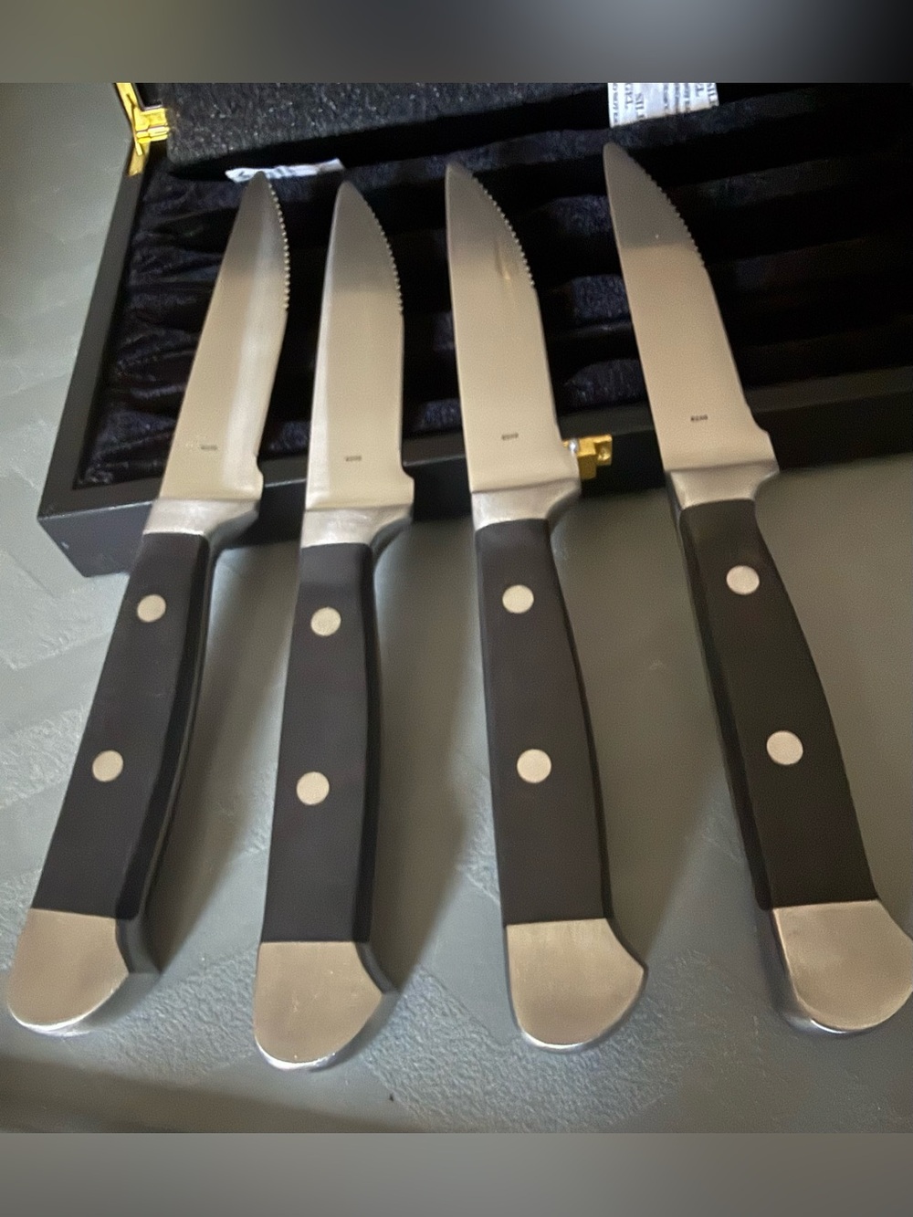 The Capital Grill Premium Black Handle Stainless Steel Steak Knife Set 4 Pieces